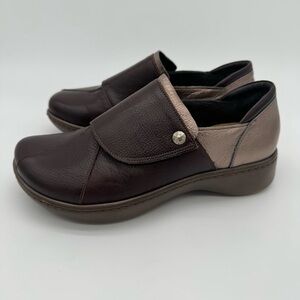 NAOT “Lagoon” Loafer Brown Combo Leather Slip On Velcro Size EU 38/US 7
